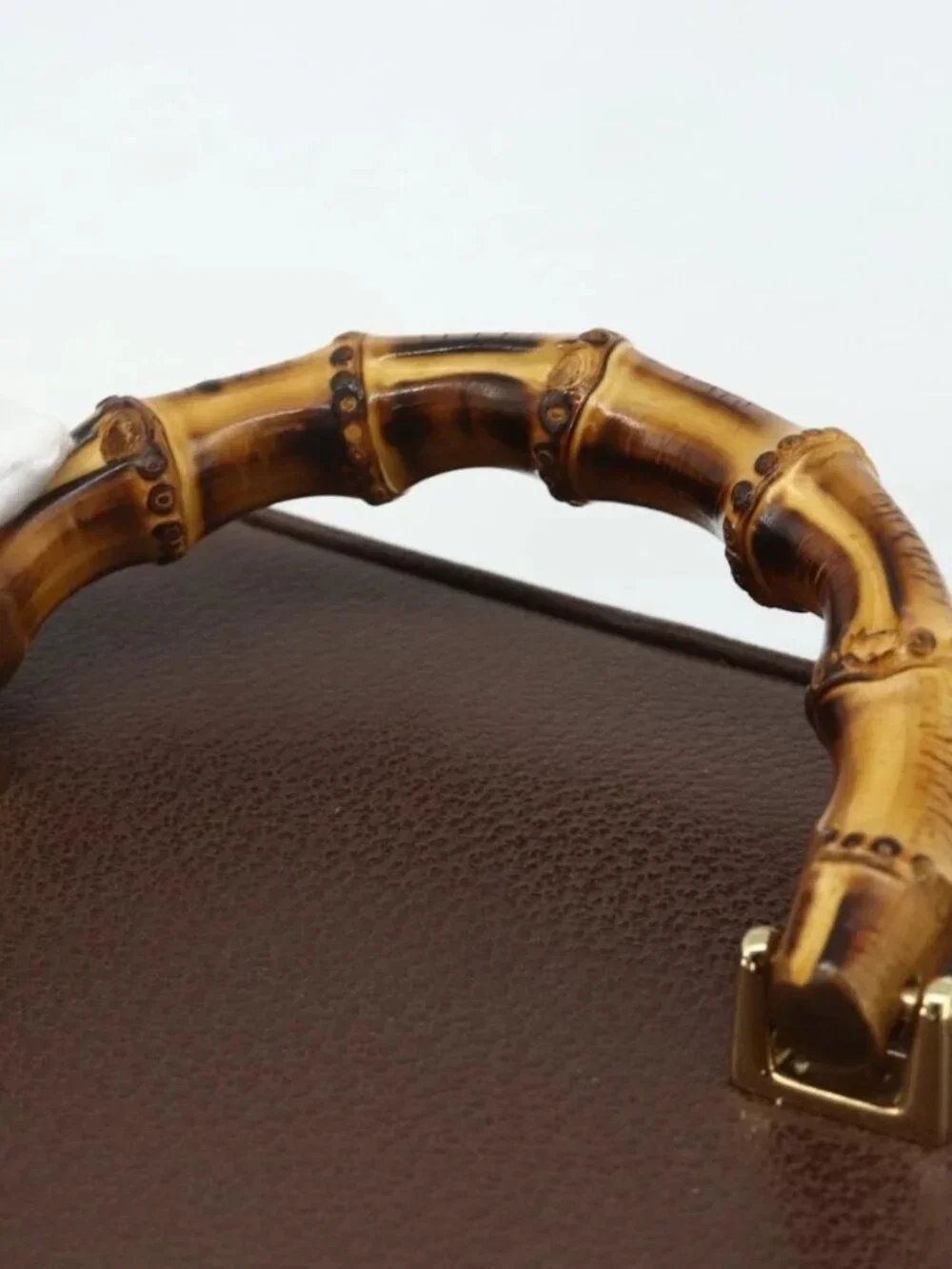 GUCCI Bamboo Hand Bag Leather 2way Brown Gold 013 2122 2491 Auth